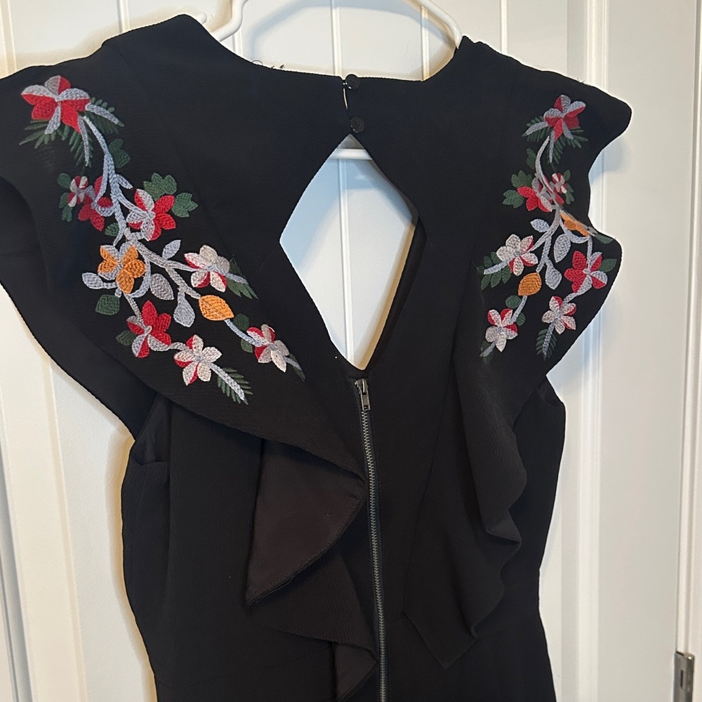 Sugar + Lips Embroidered Black Jumpsuit wide leg M boho - Picture 4 of 6